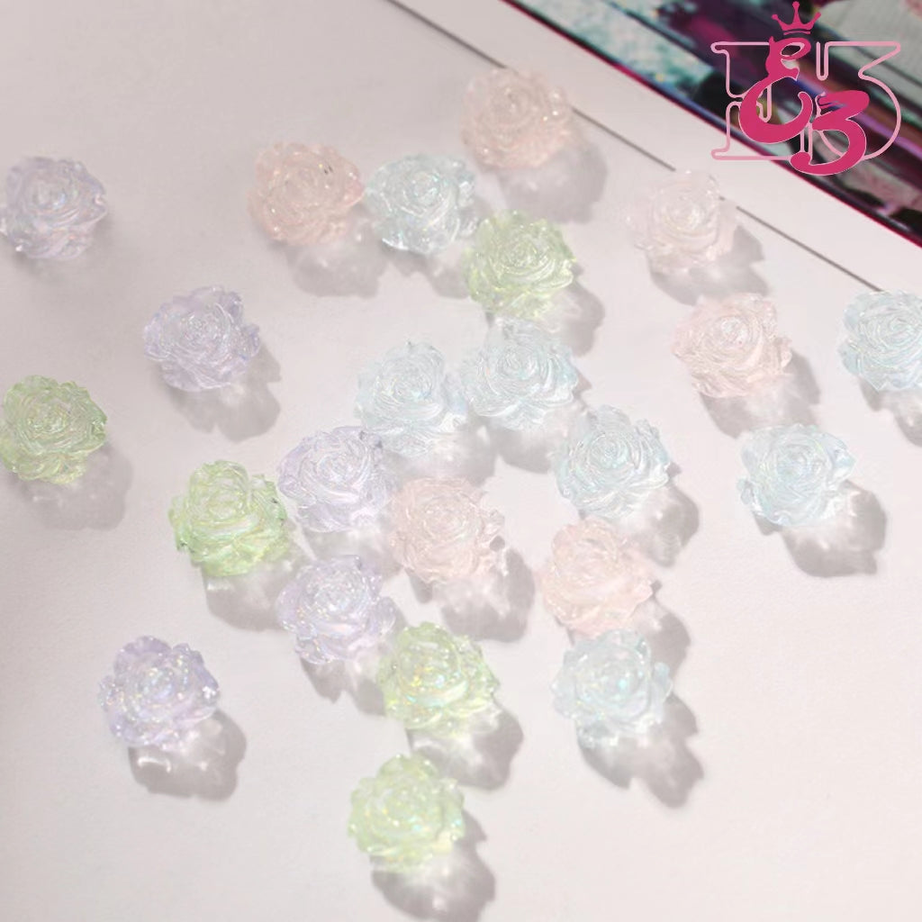 [8]E3 Nail Ornaments Ice Translucent Luminous Camellia nail ornaments