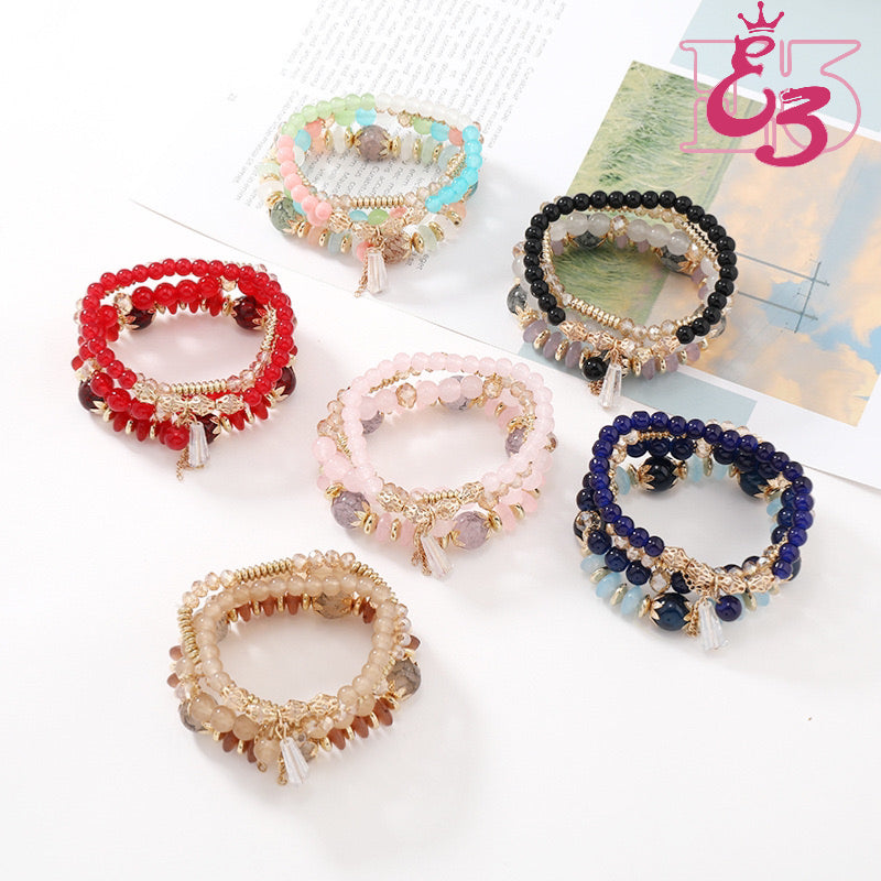 E3 Hand-beaded multi-layer glass bracelet crystal agate bracelet