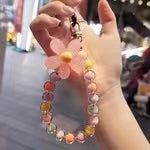 Hot new arrive product - Macaron colorful flower mobile phone lanyard key chain wrist rope multi-purpose super beautiful and practical