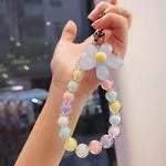 Hot new arrive product - Macaron colorful flower mobile phone lanyard key chain wrist rope multi-purpose super beautiful and practical